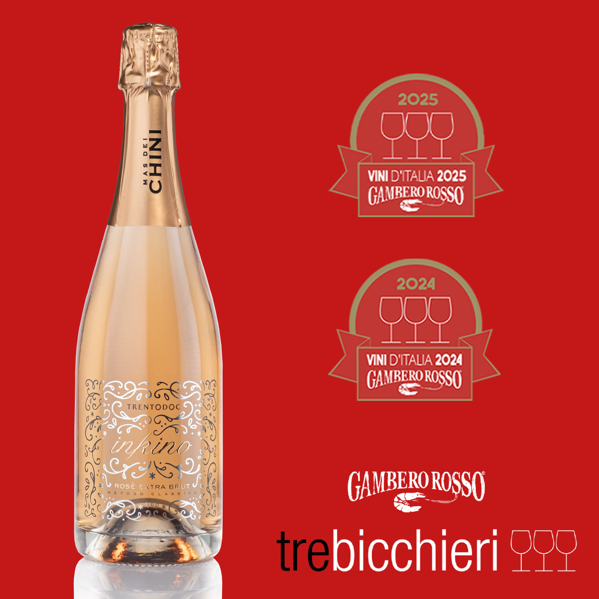 trentodoc inkino rosè extra brut tre bicchieri gambero rosso 2024 e 2025