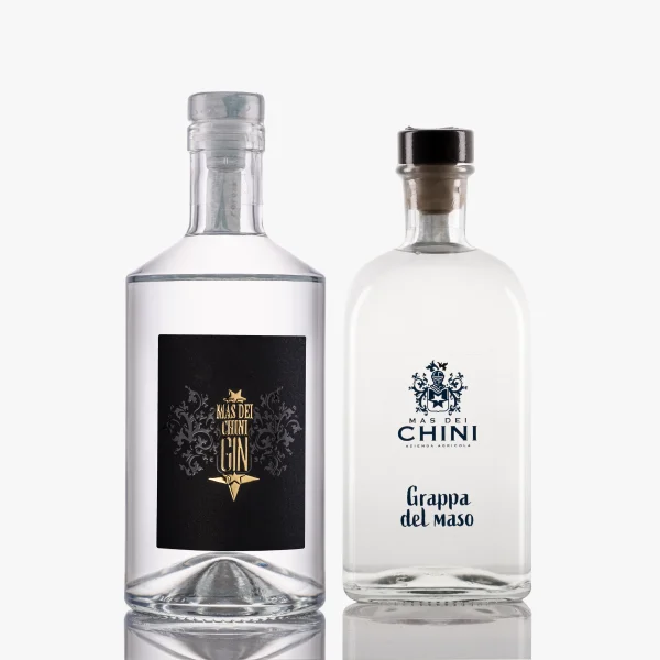 Box distillati Cantina Mas dei Chini Trento. London GIN e Grappa del Maso