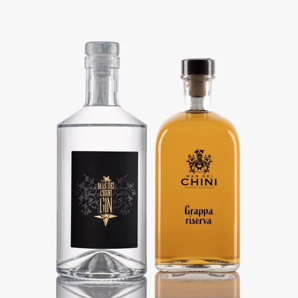 Box distillati Cantina Mas dei Chini Trento. London GIN e Grappa Riserva